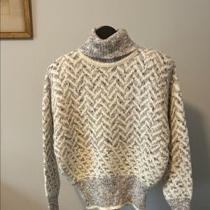 Liz Claiborne Gray and Cream Turtleneck Sweater